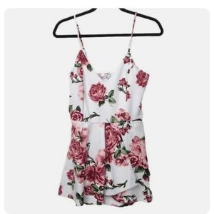 Purple Snow White Floral Skirted Romper Dress - Large